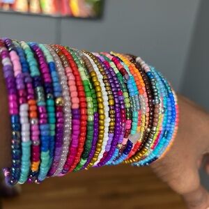 Colorful Multicolor Seed Bead Bracelet Stack - Women Jewelry
